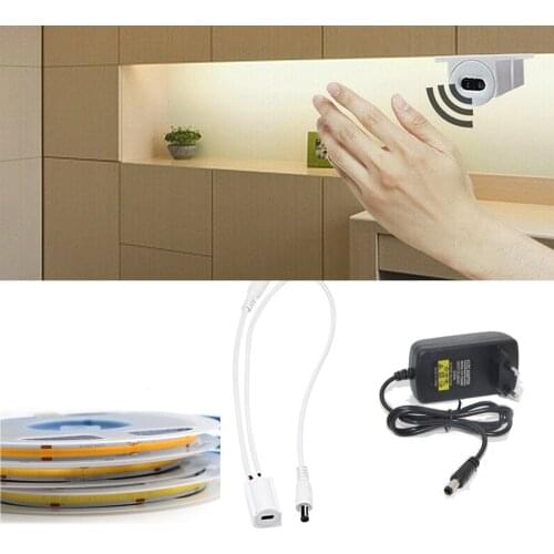CRI 90 High Brightness Flexible COB LED Strip DC12V With Hand Sweep Sensor Switch Control for Kitchen Cabinet Backlight Lighting