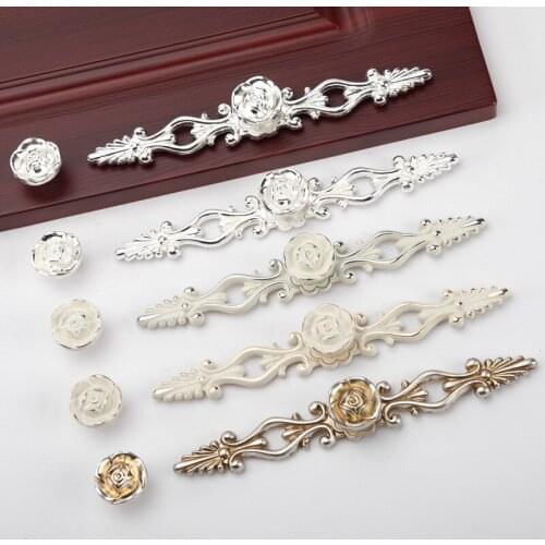 JD Paint Drawer Knob Shoe Cabinet Furniture Handle Hardware Wardrobe Ivory Zinc Alloy European Rose
