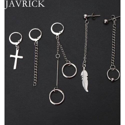 5Pcs KPOP Boy Album Tassel Chain Earrings Kit Korean Earring Jewelry Men Women Ear Decoration Jewelry Gift