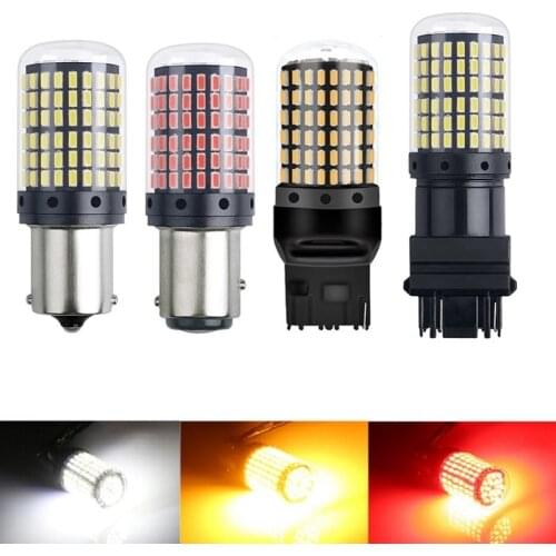 1pcs 3014 144smd Canbus S25 1156 P21W BA15S LED BAY15D BAU15S PY21W T20 LED 7440 7443 W21W 1157 led Bulbs For Turn Signal Light