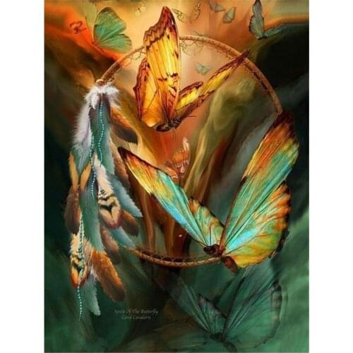 Dreamcatcher Wolf Printed Fabric 11CT Cross-Stitch Embroidery Patterns DMC Threads Painting Knitting Craft Needlework Decor