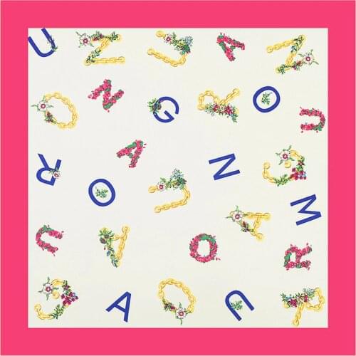 MENGLINXI 60cm*60cm 2020 New Luxury Brand Letter Print Women Twill Silk Scarf Small Square Scarves Fashion Headband Hijab