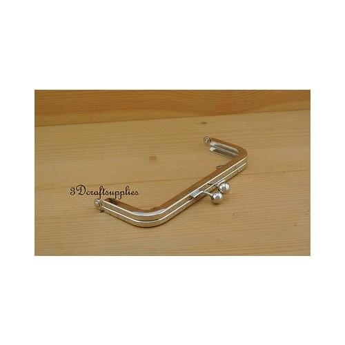 Metal purse frame glue on clasp clip nickel 6 inch x 2 1/2 inch L4