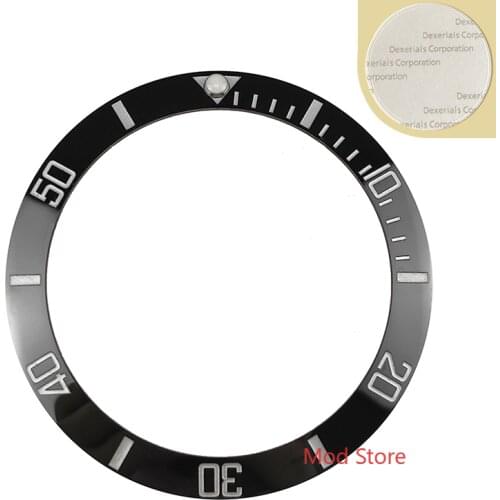 HQ 38mm Black Silver Wrinting Ceramic Bezel Insert Set For Sub Style Mens Watch Blue Luminous Pip