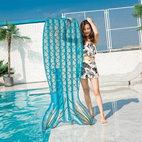 2021 175cm Mermaid Inflatable Circle Float Pool Air Mattress Swimming Ring for Adult Floating Bed Ride-on Raft Pool Party Toys