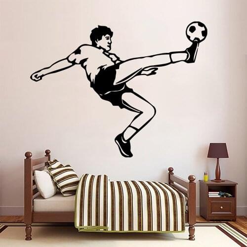 Retro Football player Wall Stickers Home Decor Girls Bedroom Sticker For Childrens Room Vinyl Art Decals