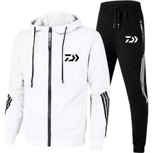 2021 New Fishing Clothes Fishing Clothes Cotton Outdoor Hiking Mens Sports Suit Striped Clothes Running Sports 2-piece Set