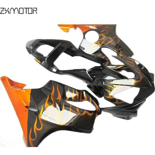 Orange Flames Black Injection Motorcycle Fairing kits for Honda CBR600 F4i 2001 2002 2003 fairing set cbr 600 f4i 01 02 03 HB39