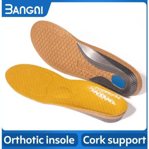 3ANGNI Leather Orthotics Insole For Flat Feet Hard Arch Support Shoe Pads Orthopedic Insoles For Men Women Feet Cushion
