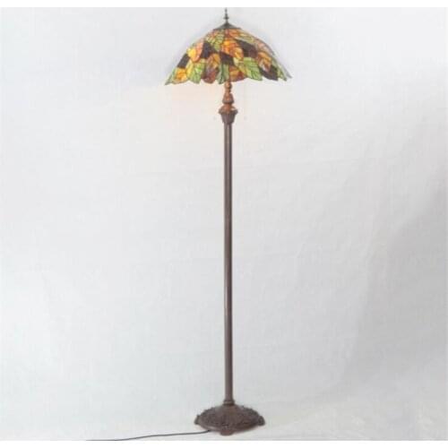 18" Pastoral European Tiffany Leaf Handmade Glass Floor Lamp for Foyer Bed Room Apartment Glass Lighting Fixture H 165cm 1044