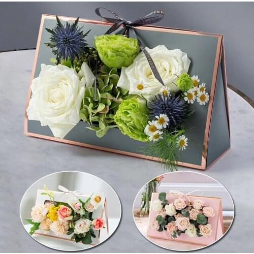 Flower Gift Boxes Clear Window Transparant Portable Gift Packing Boxes Foldable Flower Arrangement Vase Wedding Decor Gift Bags