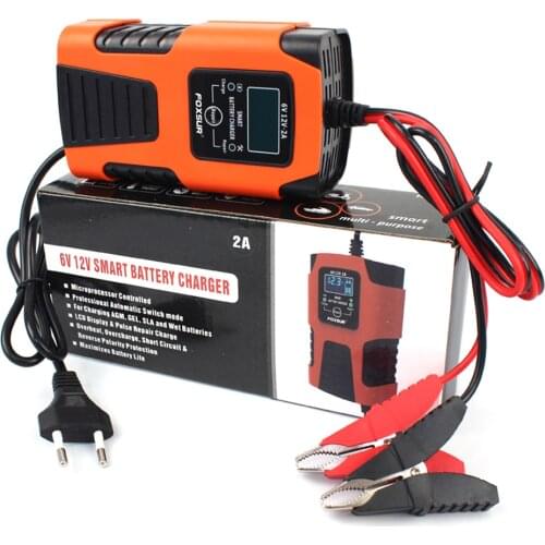 2A Fully Automatic Smart Charger Car Motorcycle 6V 12V Lead Acid Battery Charger Battery Maintainer 3-Stage Battery Desulfator