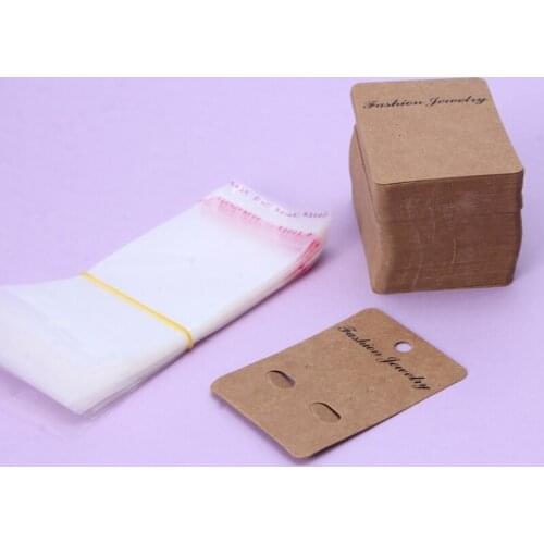R58E 100Pcs Earrings Packing Cards With Self Adhesive Bag Jewelry Display Accessories