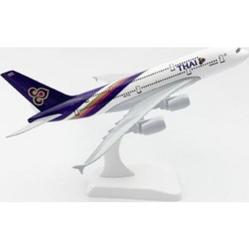20CM 1/400 Scale THAI Airbus A380 Thailand Airline Plane Model Alloy Airframe W Base Kids Airplane Toys Fixed-wing Aircraft Gift