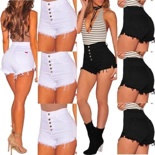 Fashion Women Shorts Sexy Summer High Waist Elastic Beach Hot Skinny Casual Shorts Jeans White Black
