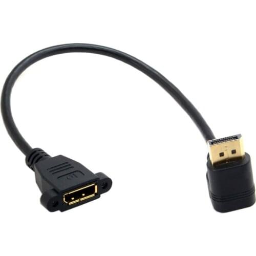 90 Degree Male to Female Displayport Extender extension Cable with Panel Mount Socket Display port DP v 1.2 Cord 1ft
