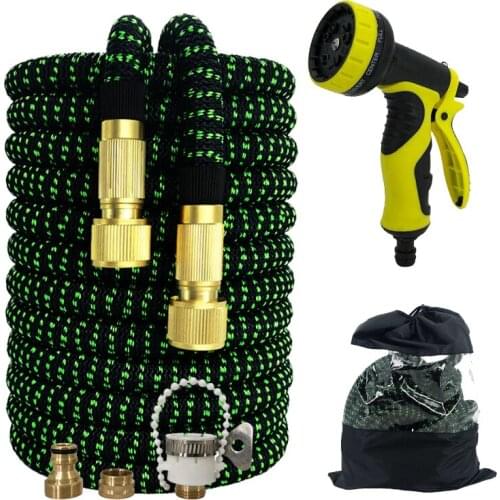 25ft-100ft Garden Hose Retractable Magic Watering Hose Sprayer European High-Pressure Car Wash Hose With Garden Water Gun