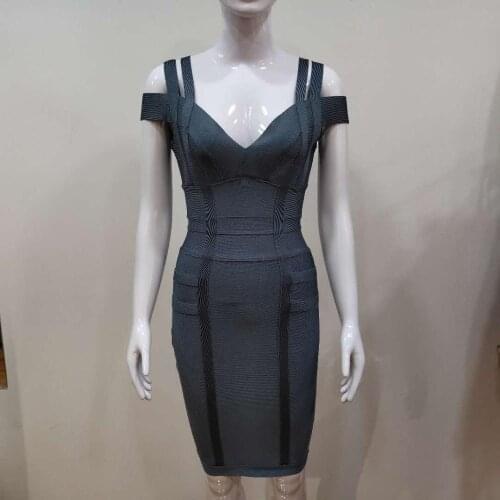 High quality rayon bandage dress summer striped deep V neck backless party dress evening celebrity bodycon casual dress summer