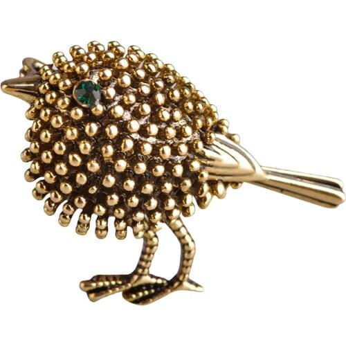 Zhefanku Silver Gold Color Cute Bird Brooches For Women Kids New Year Gifts Alloy Beads Broches Lapel Pins Collar Tips Jewelry