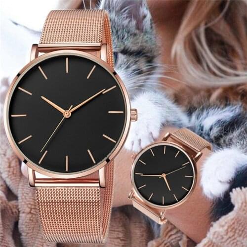 Womens Watch Rose Gold Womens Watch 2020 Women Mesh Belt Ultra-thin Fashion Relojes Para Mujer Luxury Wristwatches Reloj Mujer