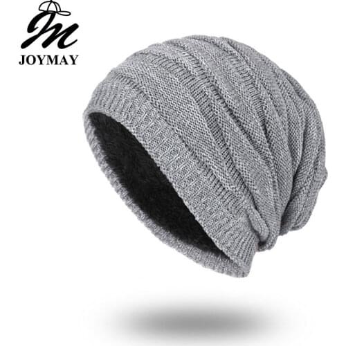 Joymay 2018 Winter Beanies Solid Color Hat Unisex Plain Warm Soft Skull Knitting Cap Hats Touca Gorro Caps For Men Women WM055