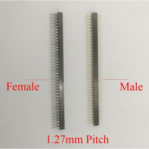 1*50 1x50 Pin 50P 1.27mm Pitch Single Row Module Circular Round Hole Straight Male Female Socket Strip Connector Pin Header