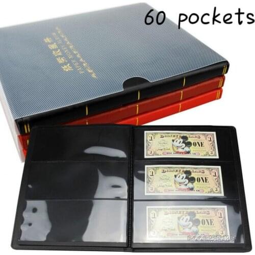 1pcs Loose-leaf 60 pocket paper money album, paper money currency stock collection protection album