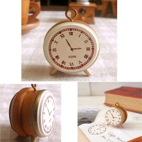 1PCS Classic Alarm Clock For Diary Scrapbook Drawing Tools Toys DIY Kids Toys Seal Stamp Vintage Wooden Rubber Stamp Seal