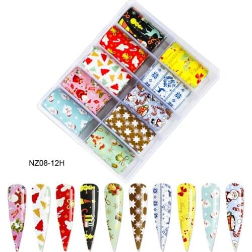 10 Rolls/box DIY Christmas Halloween Nail Foil Sticker | Halloween Nail Tips Clear Transfer Slider Sticker Decals J245rt3
