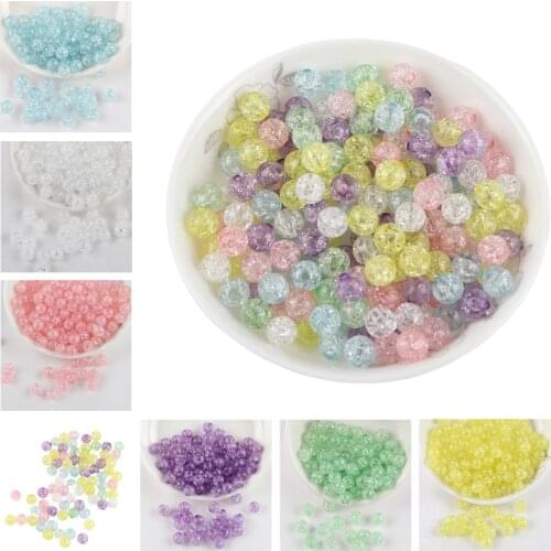 100pcs/lot 6mm perforated crackbead burst broken beautiful round bead translucent plastic beads diy beads accessories