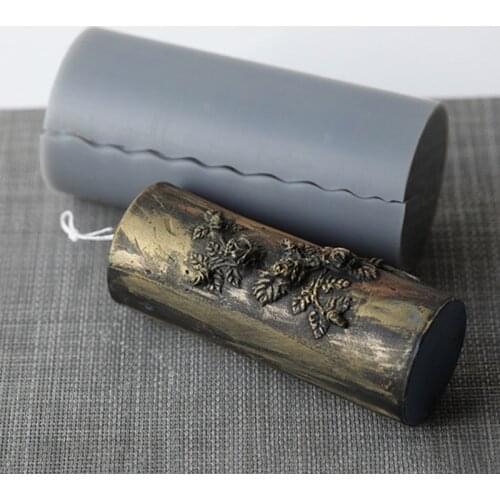 3D Carved Cylindrical Candle Mold Silicone Clay Soap Mould for Making Soy Wax Candles E56C