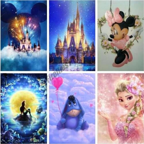 Diamond Embroidery Cartoon Mermaid Princess Diamond Painting Disney Cross Stitch Kits Rhinestone Mosaic Home Decoration