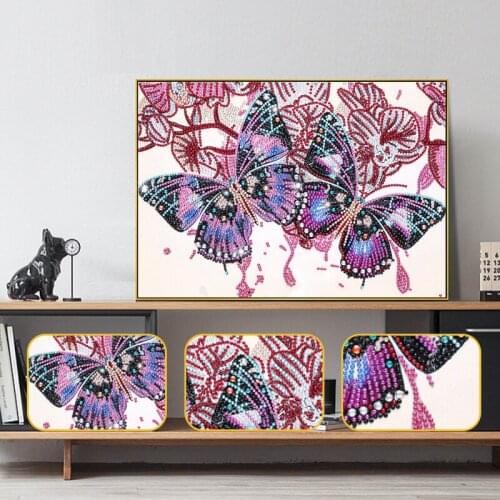5D DIY Special Shaped Diamond Painting Colorful Flower Butterfly Diamond Embroidery Cross Stitch Kit Animal Home Wall Decoration