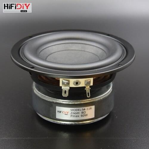 HI-FI DIY AUDIO 4.5 inch 60W Round Woofer Speaker High power BASS Home Theater 2.1 Subwoofer Unit 2 Crossover Louspeakers S4-116