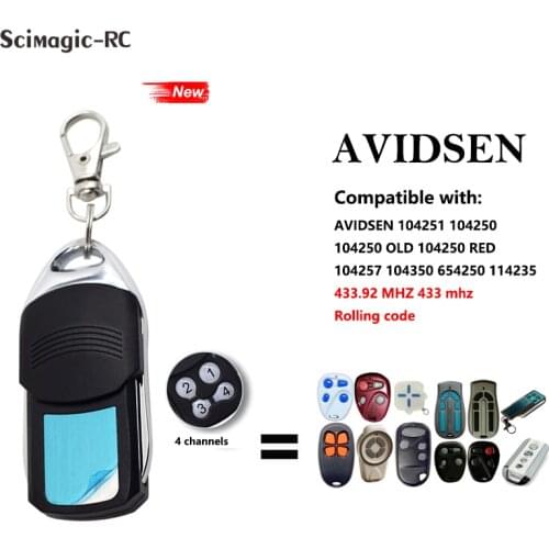 AVIDSEN Remote Control Garage Door Opener AVIDSEN 104257 104350 654250 114235 Replacement Remote Control 433MHz Rolling Code