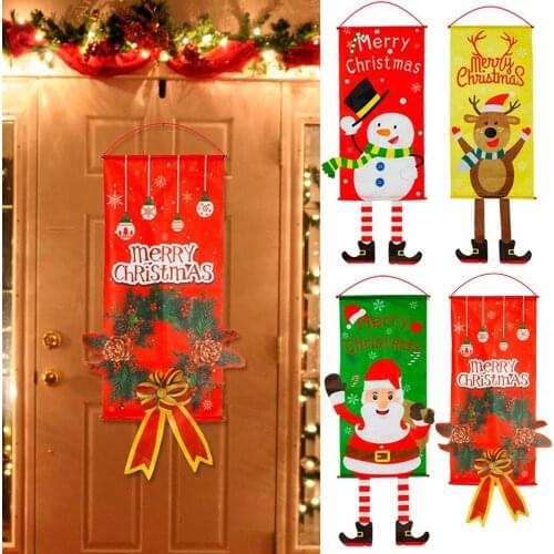 Behogar Merry Christmas Front Door Hanging Sign Banner Flag Decoration with Hook for Xmas Home Mall Hotel Party Decoration