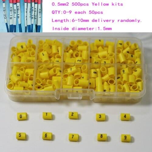 Freeshipping 0.5 0.75 1.0 1.5 2.5 4.0 6.0 8.0 10.0 16mm2 colorful cable marker plum tubing 0-9 different number plastic box kits