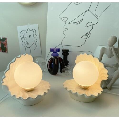 Free Shipping Girl Heart Shell Ceramic Table Lamp Beside Lamp For Bedroom Small Night Lamp Bedside Lamp Sleep Eye Protection