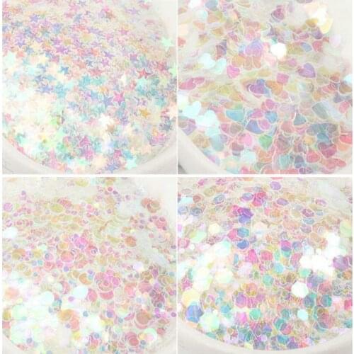 10g Iridescent Heart Star Glitters DIY Nail Decor Handmade Resin Jewelry Accessories Fillings Round Hexagon Sparkles Paillette