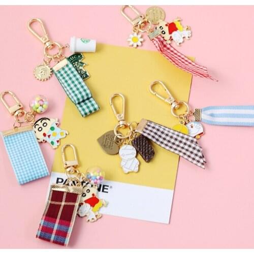 Ins Japanese cartoon pro lattice ornament ribbon airpods protection Keyring Keychain pendant jewelry