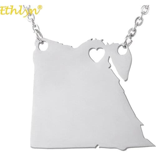 Ethlyn Simple Stainless Steel Egypt Map Pendant Necklace Factory Wholesale Jewelry For Arabian P177