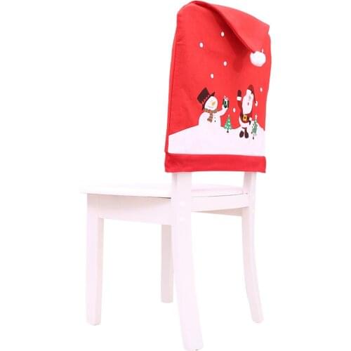 Santa Claus Cap Chair Cover Christmas Dinner Table Party Red Hat Chair Back Covers Xmas Christmas Decoration for Home