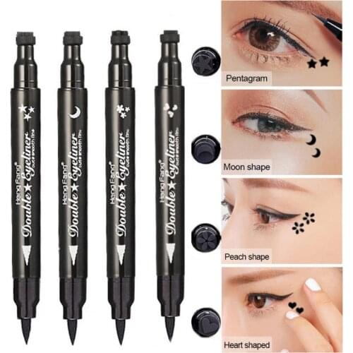 4 Styles Black Liquid Eyeliner Pencil Waterproof Double Head Stamp Eyeliner Tattoo Pen Makeup Tools Star Moon Titoni Heart TSLM2