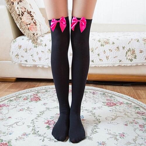 Hot Sale Bow Stockings Women Funny Christmas Gifts Sexy Thigh High Nylon Long Stockings Cute Lolita Clothing Over Knee Socks#3