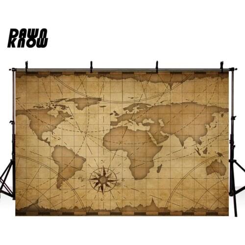 DAWNKNOW Cartoon Map Photography Background Baby Photocall Retro Map Backdrop Personal Children Photo Shoot lv916