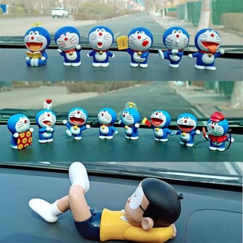 2021 Fashion New Anime Model Figures Cartoon Doraemon Model Nobita Sleeping Figure Jingle Cat Car Ornaments Collectible Toys Kid