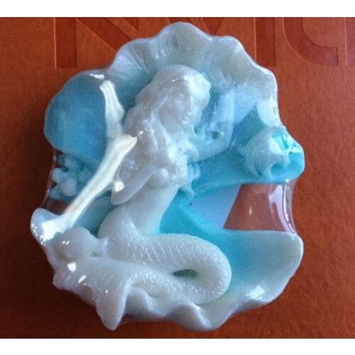 Mermaid in a Clam Shell Handmade Soap Mold 3D Girl Molds Mermaid Silicone Mold Handmade