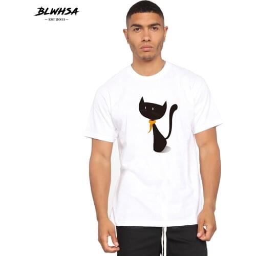 BLWHSA Cat Printing T Shirt Men Fashion Short Sleeve Summer T-shirt Hip Hop Design Animal Cat Print Plus Size Tops Tees Shirts