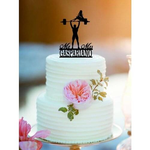 Personlized Wedding Weight lifting Mr&Mrs Cake Topper Decor Beach Theme Honeymoon Party Decorations Gift