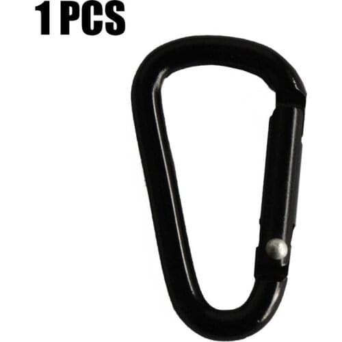 1Pc Aluminum Alloy Carabiner Black D-Ring Key Chain Clip Camping Keyring Snap Hook Outdoor Travel Kit Outdoor Climbing Tools